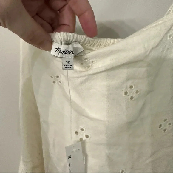 NWT Madewell Rosalie Tie Strap Eyelet Smocked Top in Ivory Sz 3X - Picture 8 of 14